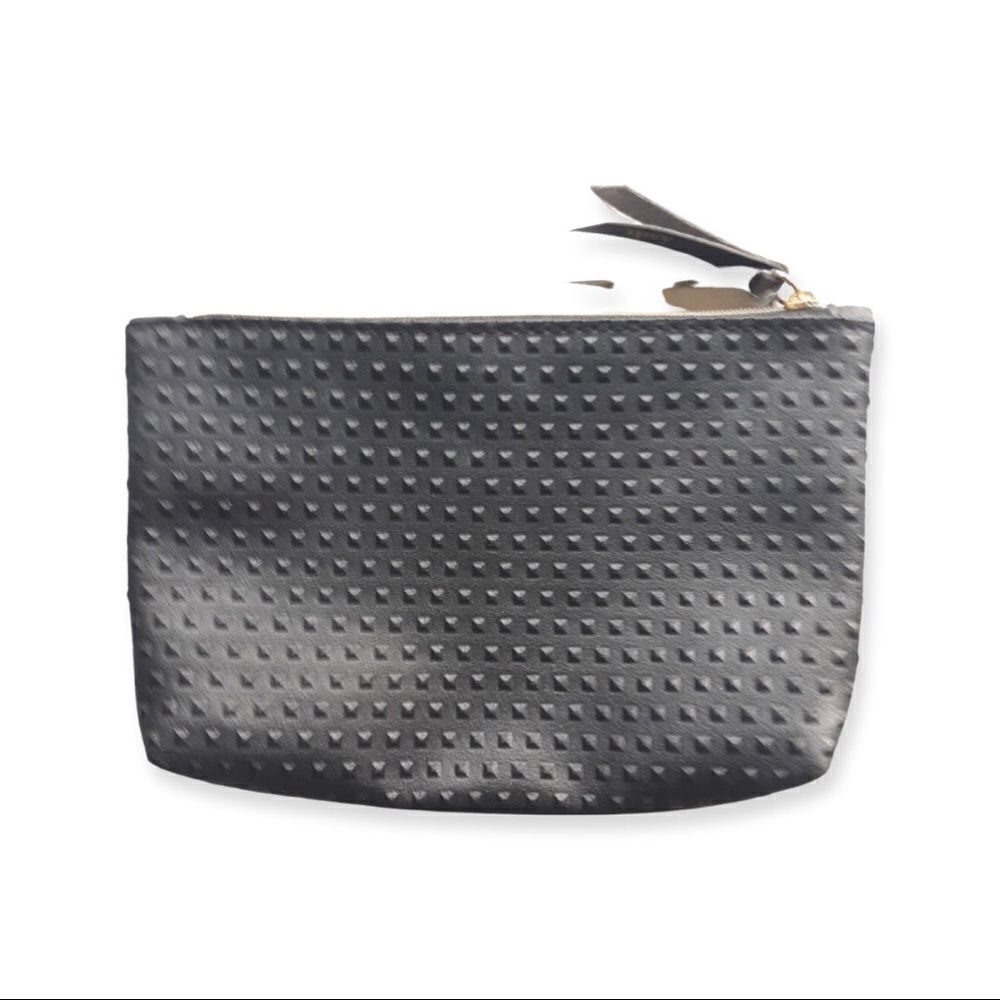 Ipsy Black Studded Glam Bag with Navy Liner